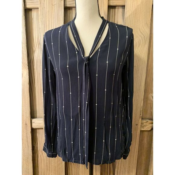 Rails Black Stars Stripes Neck Tie Blouse - Picture 5 of 8